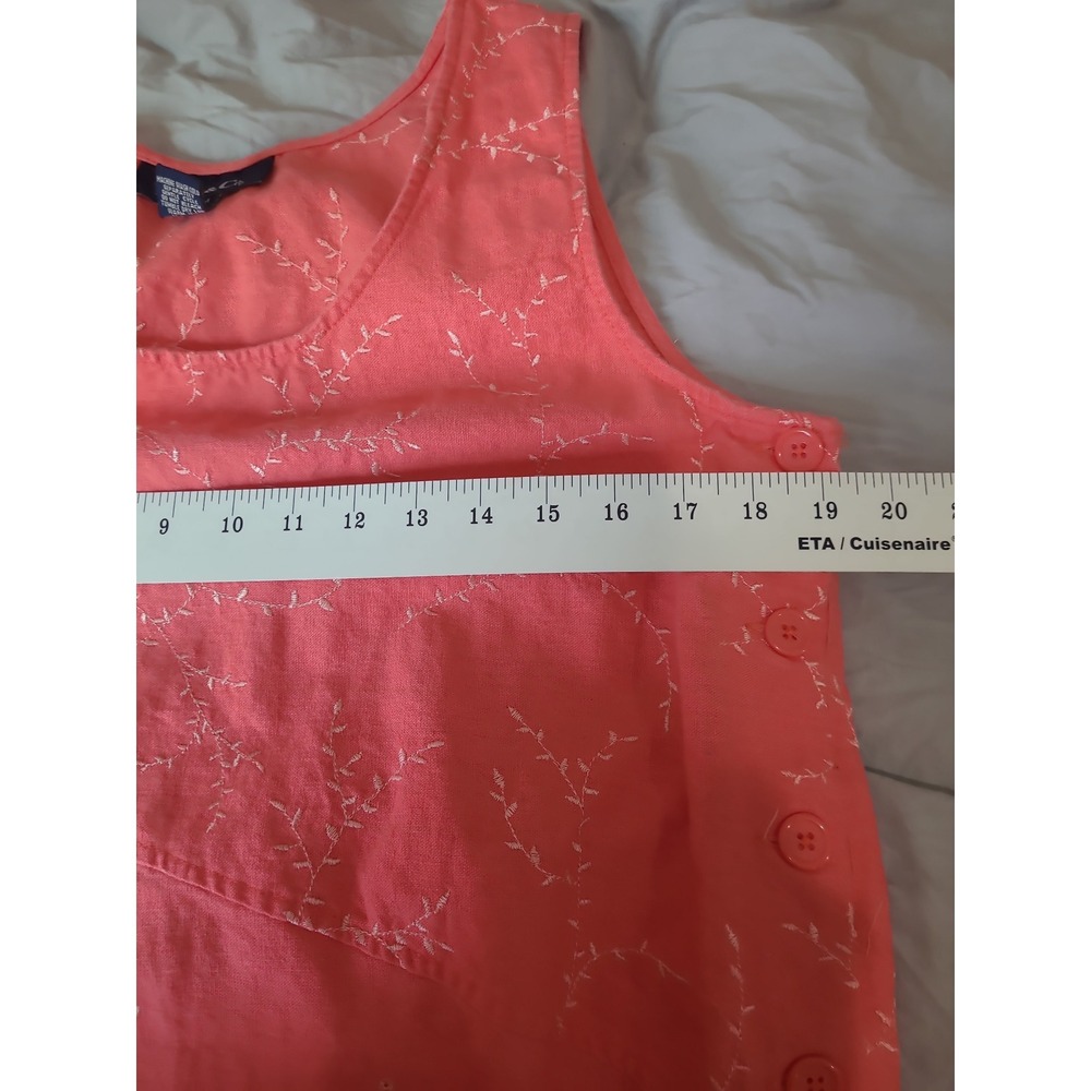 Denim & Co. Coral Linen Blend Embroidery Midi Dress Modest Women SZ M casual - Picture 8 of 12